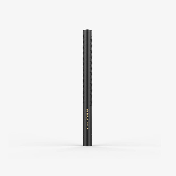 The SYNCO D2 hypercardioid XLR shotgun mic comes in black color with a brass metal body.