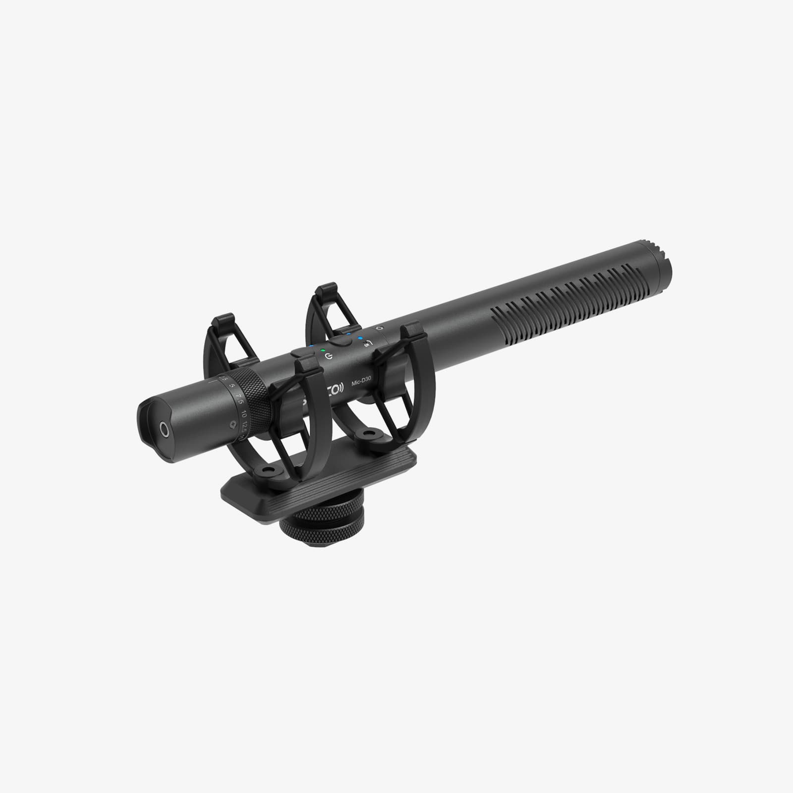 The SYNCO D30 camera shotgun mic has a 3.5mm TRS headphone monitoring jack to check the track content in real time.