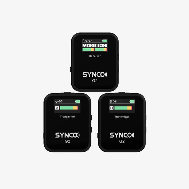 The SYNCO G2(A2) features a TFT display that shows key data such as battery level and volume in real time.