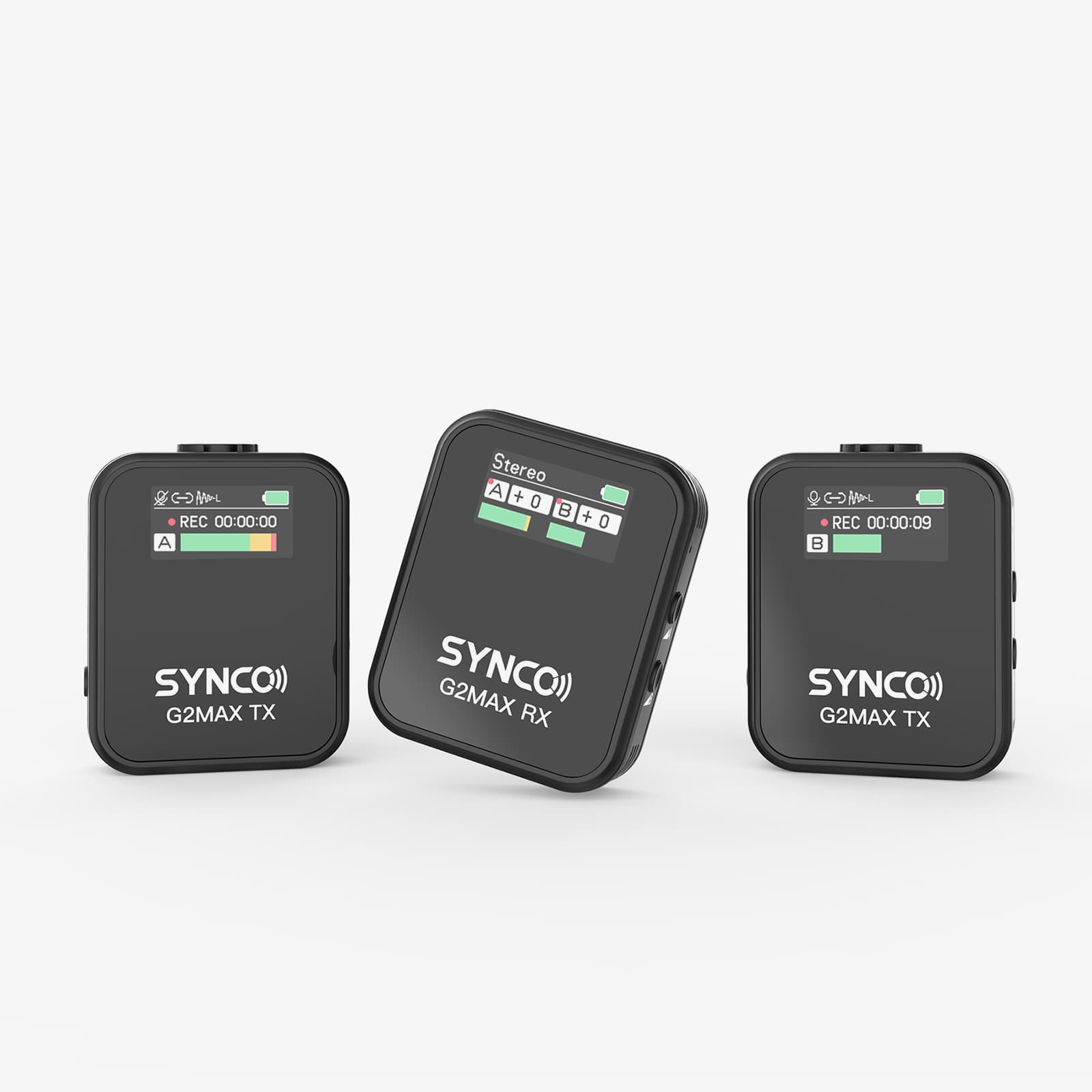 The SYNCO G2 Max wireless microphones for video consist of one or two transmitters and a receiver with magnet pieces that can be easily mounted on clothing or placed covertly.