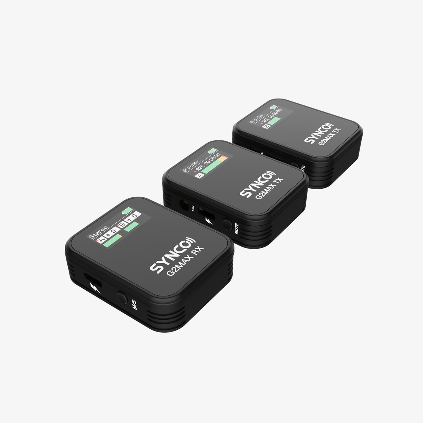 The SYNCO G2 Max has a charging port that connects to the included 2-in-1/3-in-1 charging cable for 2 hours of fast charging.