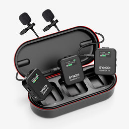 The SYNCO G2 Mega has a black body with a real-time display of recording modes on the front.