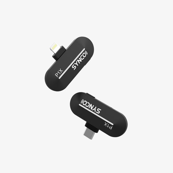 The SYNCO PX mini microphone for smartphone is available with two different connectors for iPhone and Android.