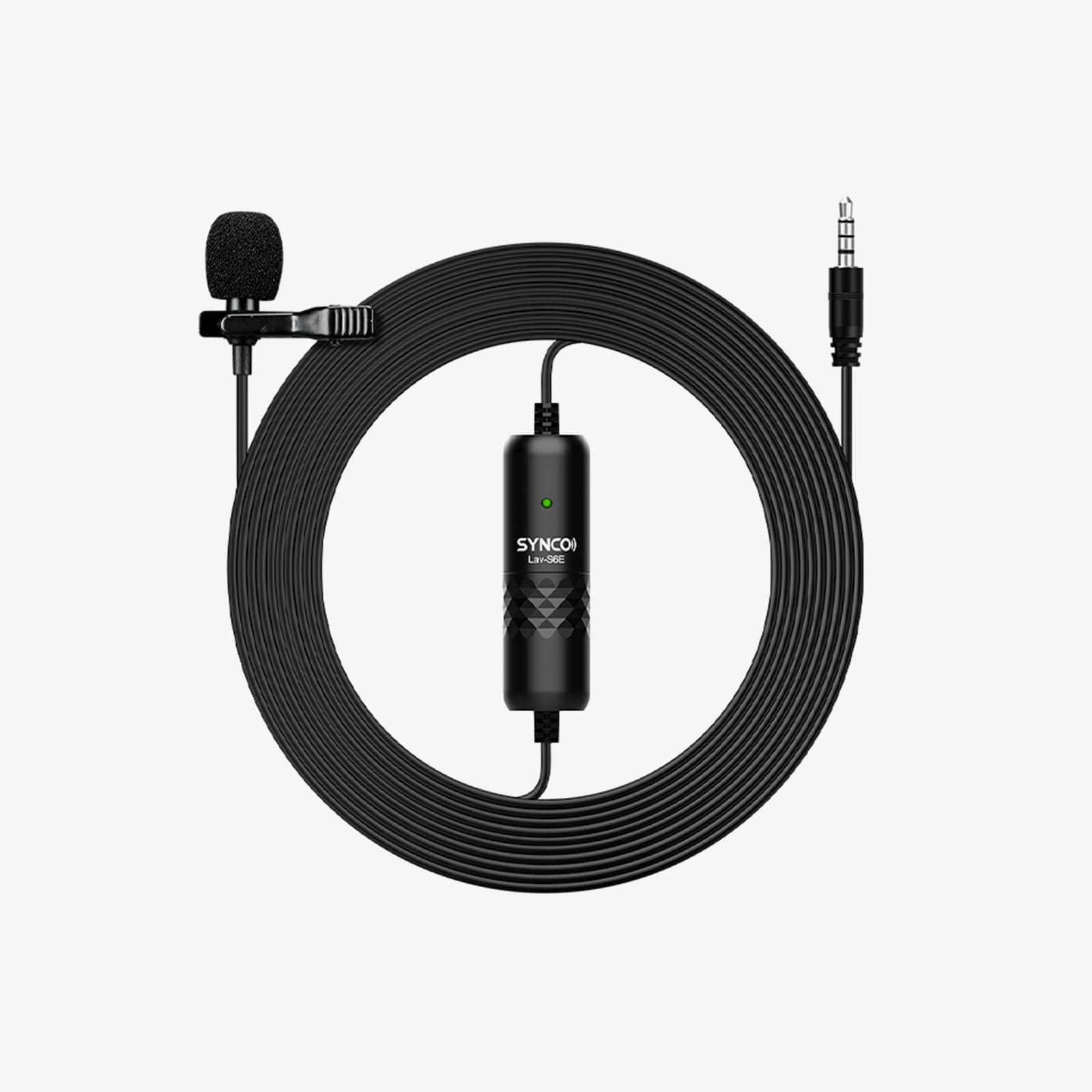 The SYNCO S6E collar microphone comes with a 6-meters/19.7-feet hard-wearing audio cord.