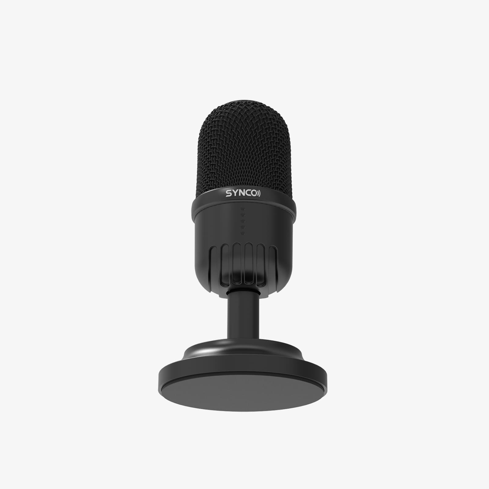 The SYNCO CMic-V1M electret condenser microphone has 5 LED indicators to visually display the working status.
