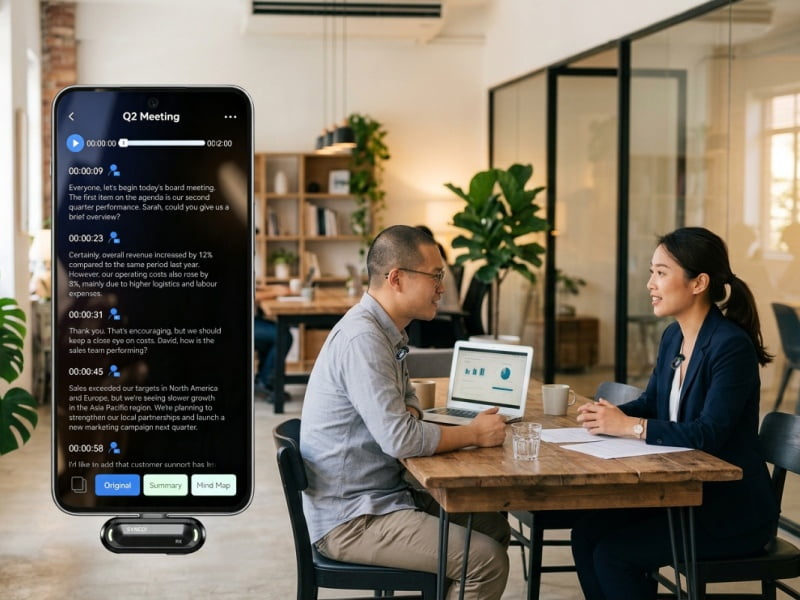 SYNCO AI meeting transcription app: Free for life, no subscription