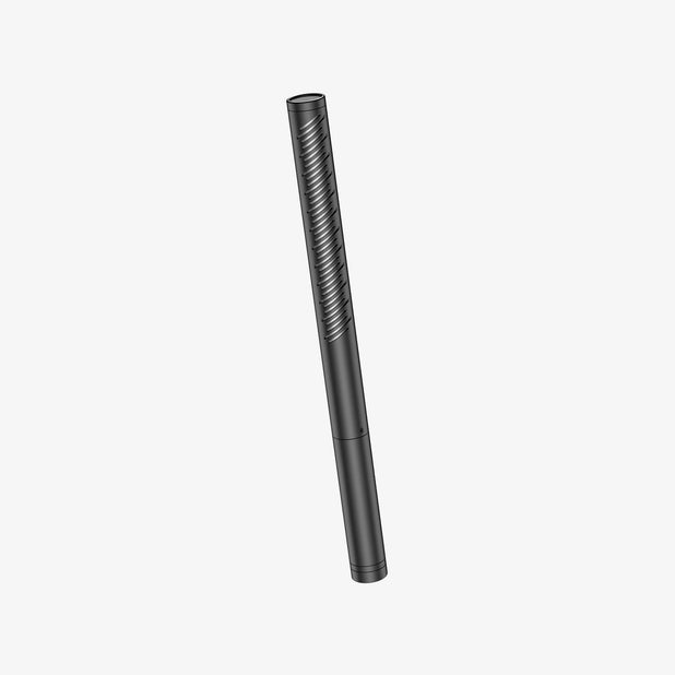 The SYNCO D1 shotgun mic for voice over has an ox horn-like texture on its exterior.