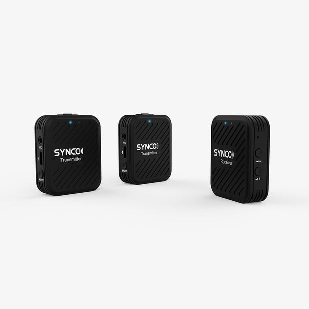The SYNCO G1A2 receiver has two buttons on the right side to adjust the gain effect of the A/B channels.