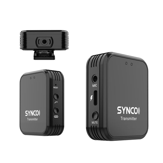 The SYNCO G1T & G1L transmitters have three buttons for low cut, pairing and mute.