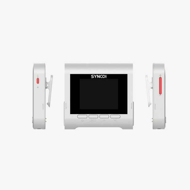 The SYNCO G3 wireless recording microphone is composed of 1 receiver and 2 transmitters, the transmitter with a back clip can be used as a lavalier microphone.