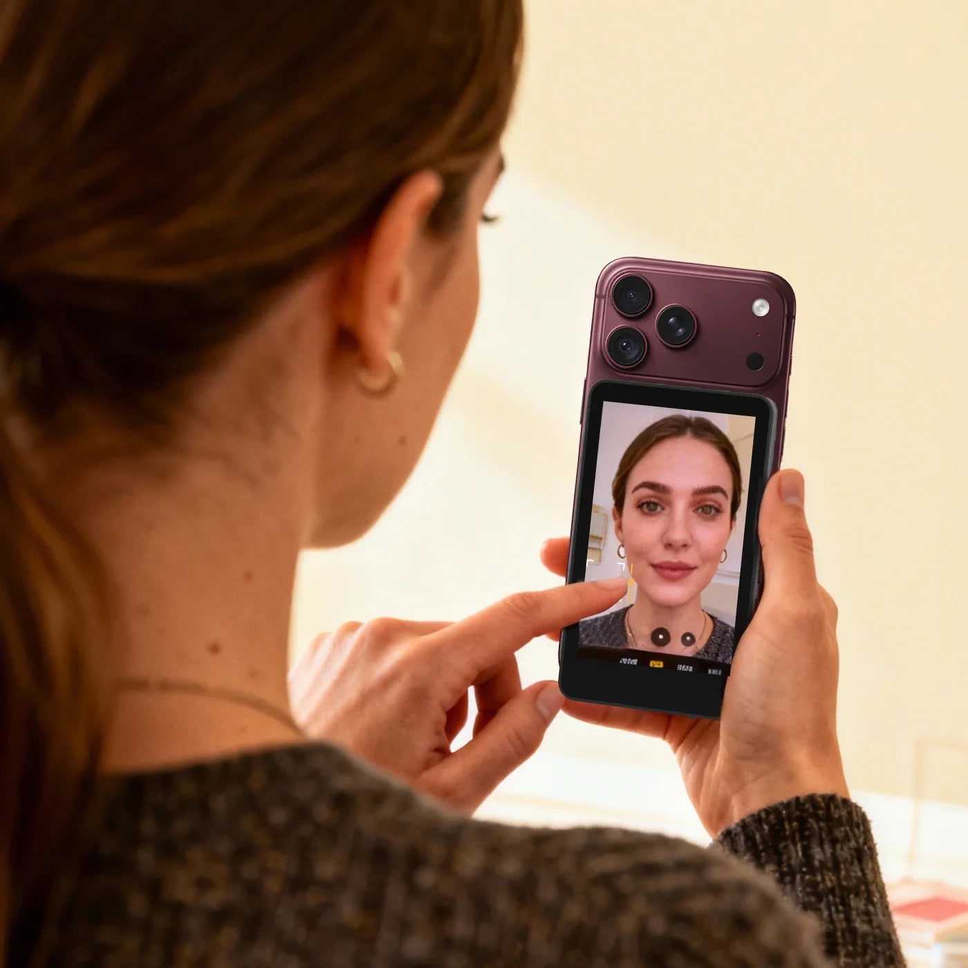 Use the M4 Touch to adjust exposure while shooting with your iPhone 18 Pro Max's rear camera.