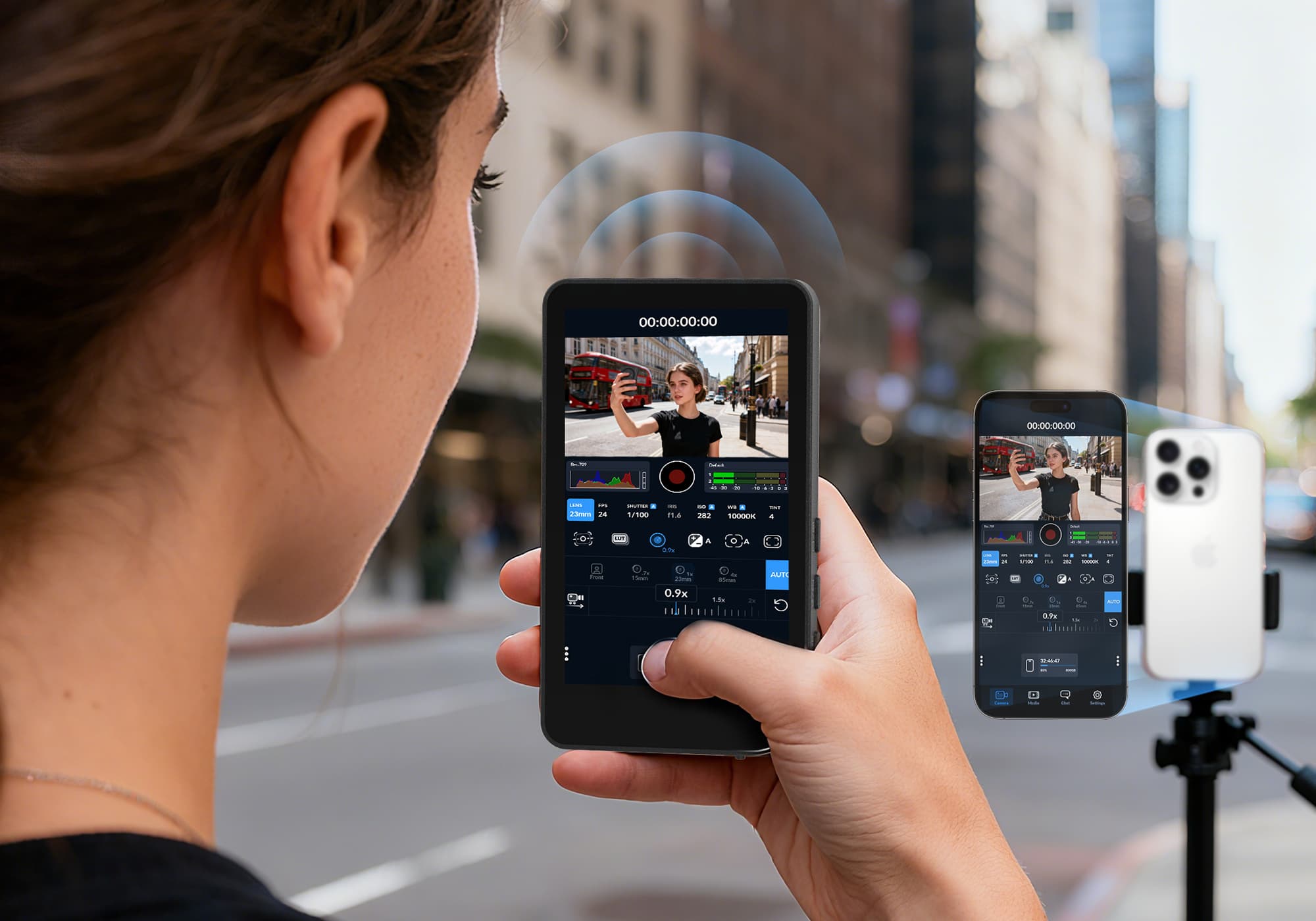 The M4 Touch is a touchable screen monitor that lets you control your phone camera remotely.