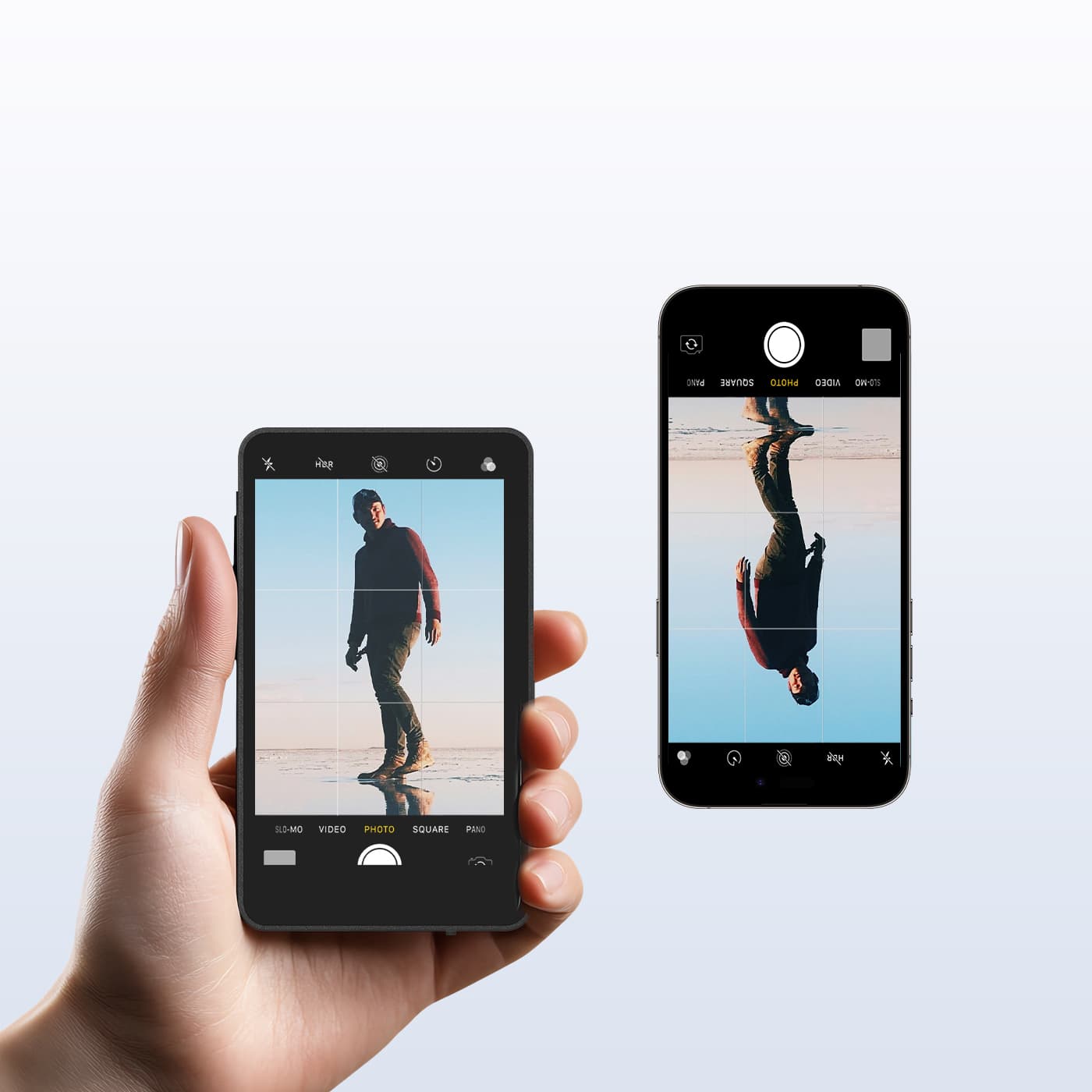 Flip the M4 Touch screen monitor for phone for high- and low-angle shooting.