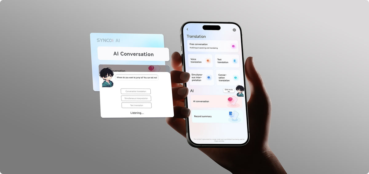 Companion App of SYNCO Smic smart wireless microphone carries the ask AI function.