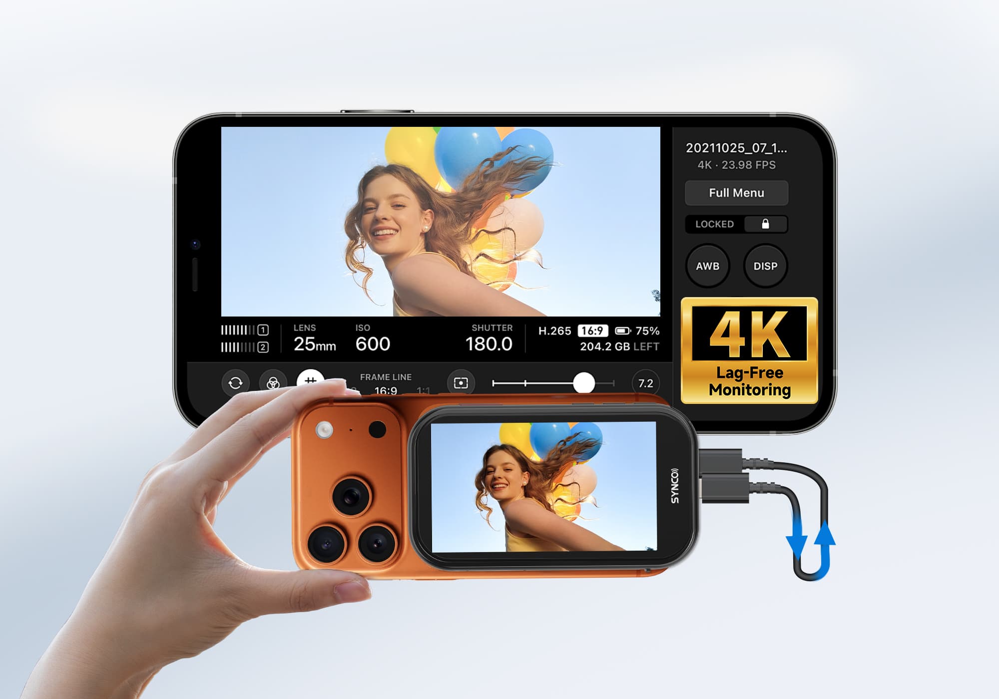 The M4 AI supports 4K wired monitoring for iPhone video recording.