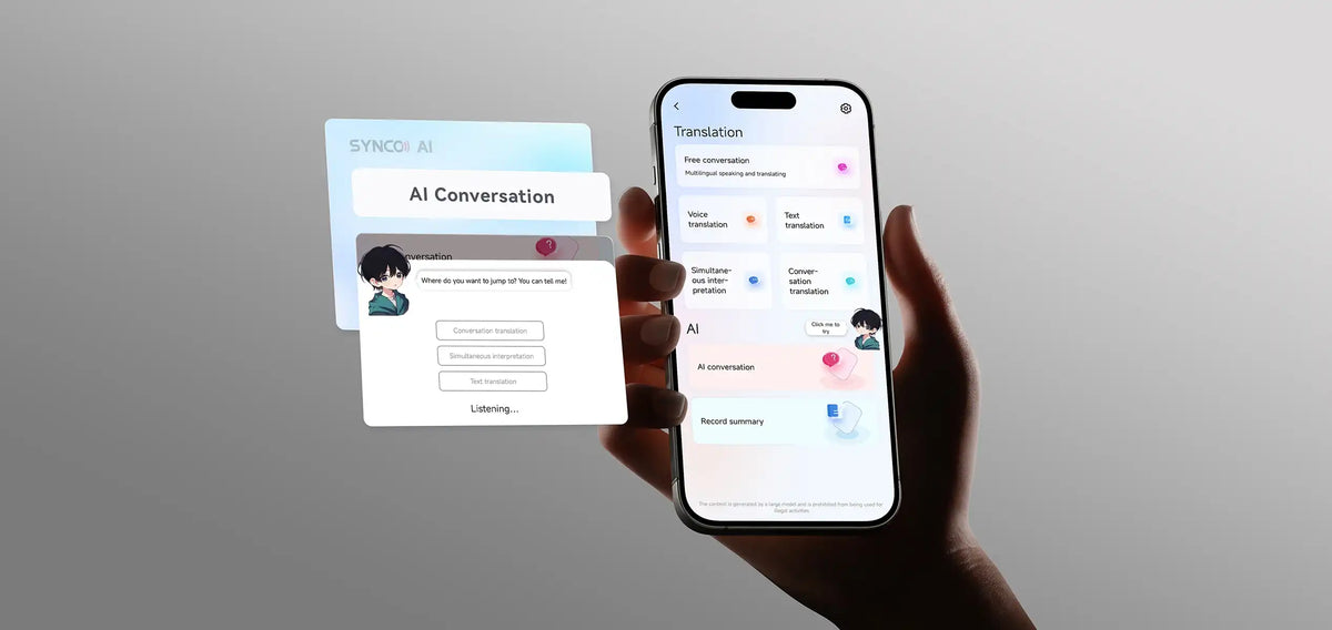 Companion App of SYNCO Smic AI smart wireless microphone carries the AI Conversation function.