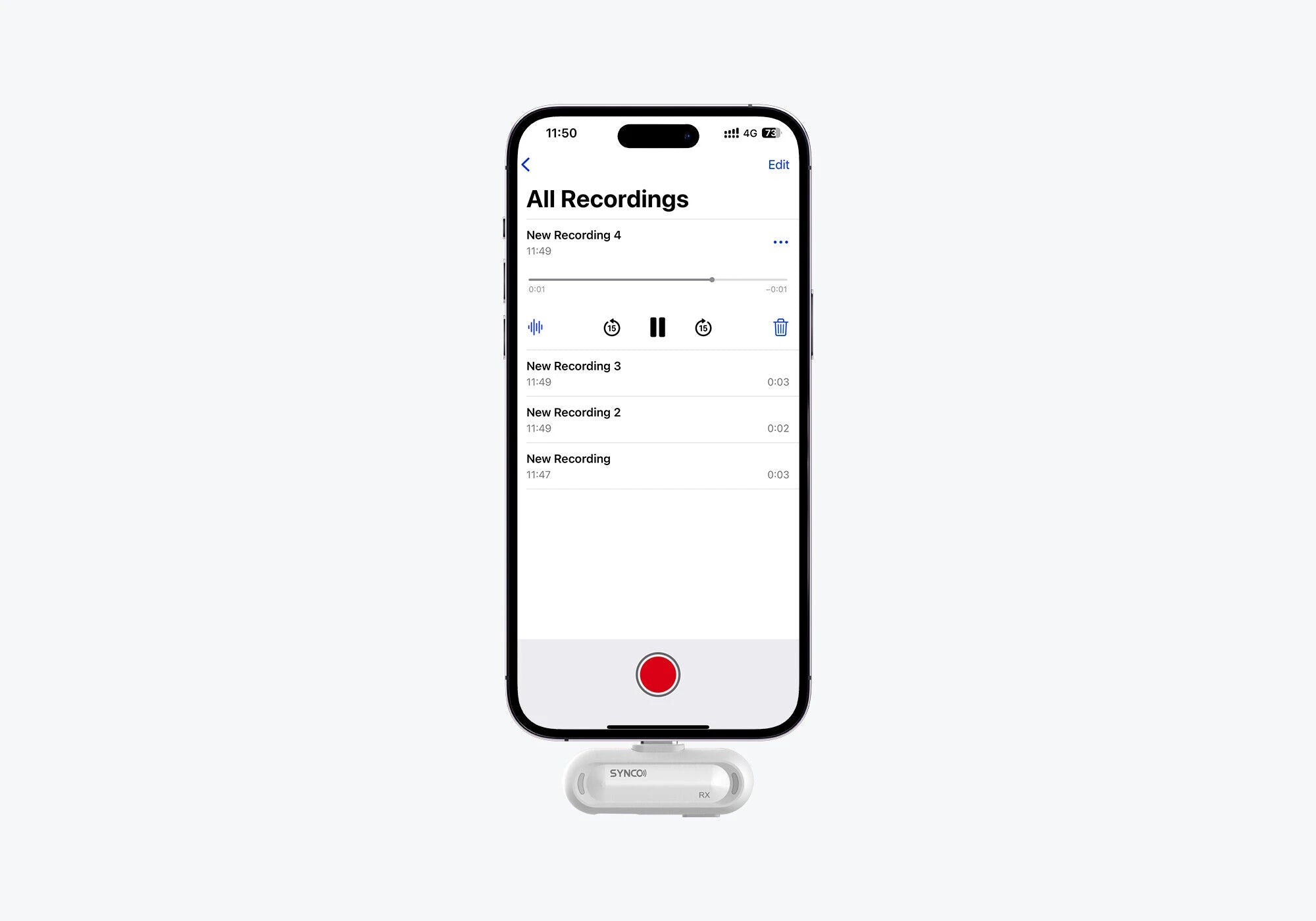 Play back your phone recordings without removing the SYNCO Smic AI receiver.