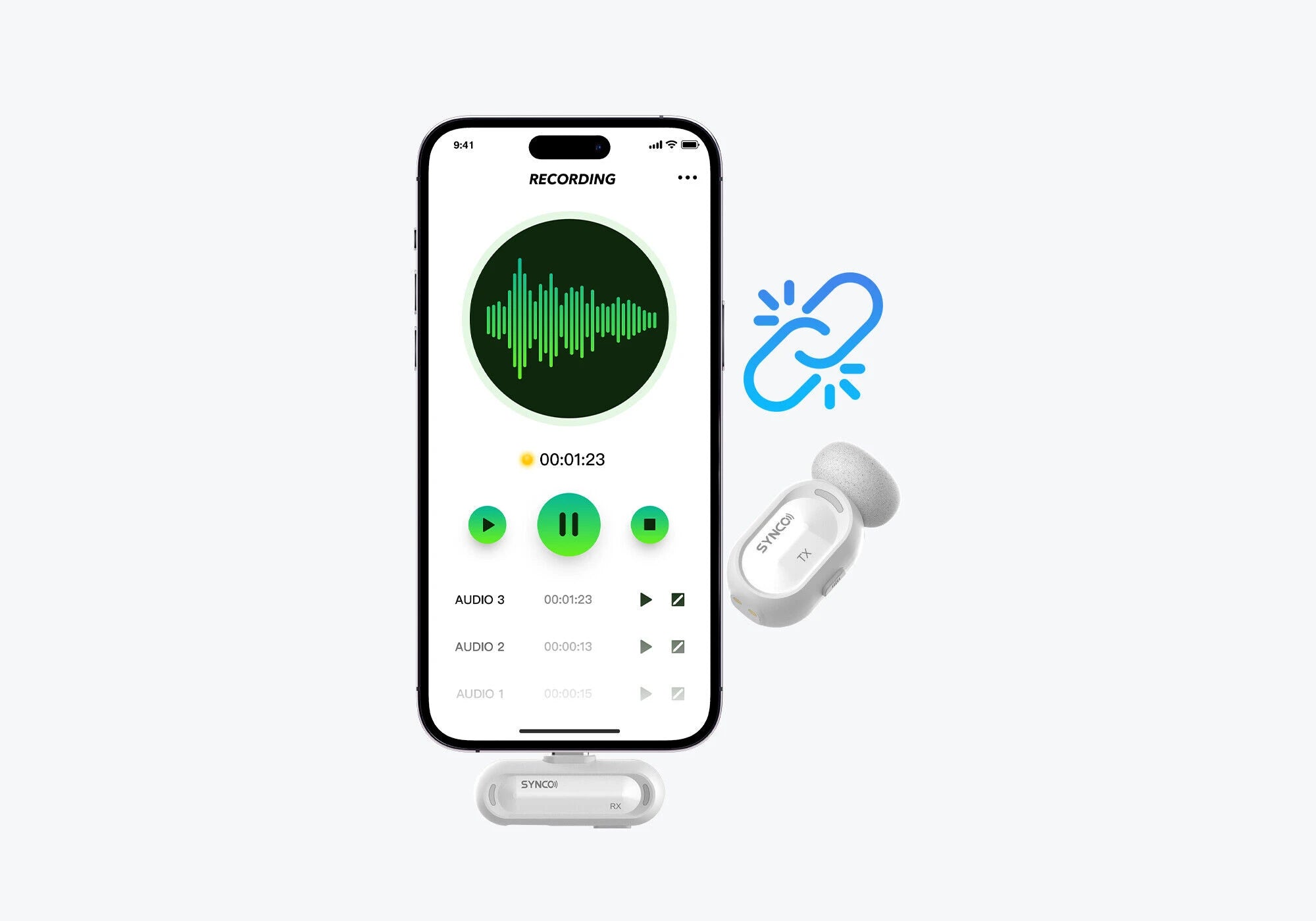 The plug-and-play design of the SYNCO Smic AI makes connecting the wireless lavalier microphone to your phone easy.