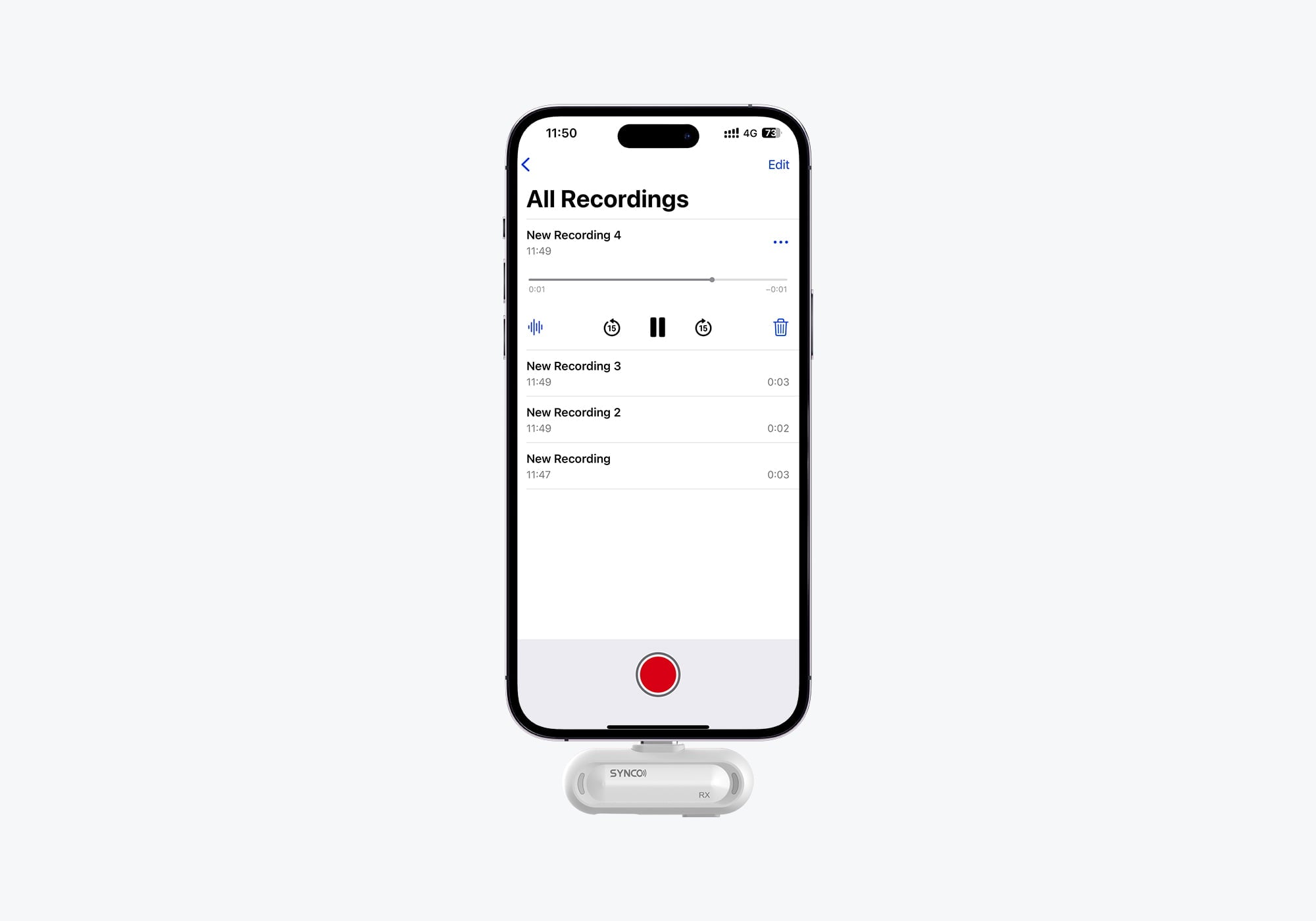 Play back your phone recordings without removing the SYNCO Smic transmitter.