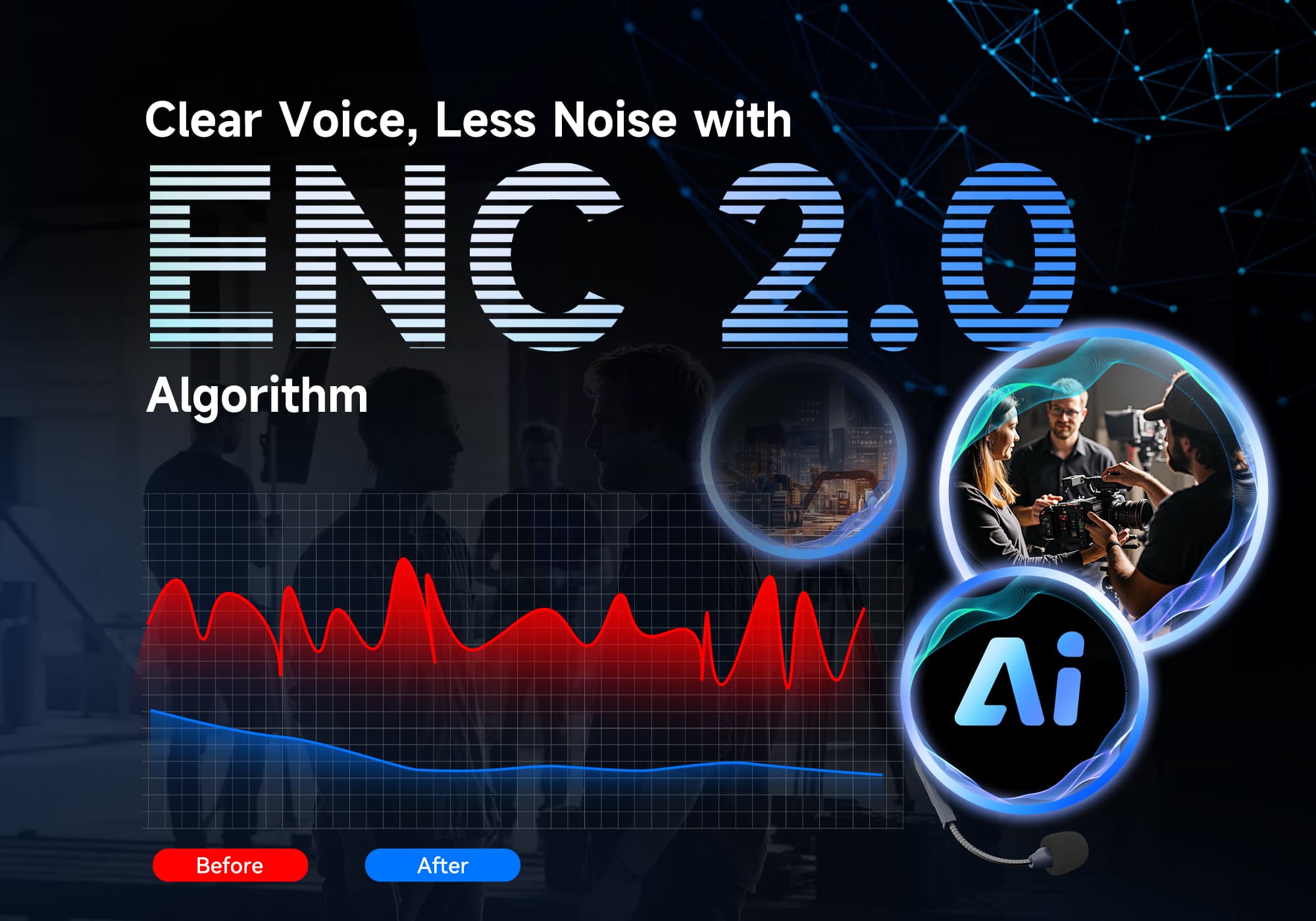With AI-based ENC 2.0 cancellation, SYNCO Xtalk Master delivers clear two-way communication for film production and construction.
