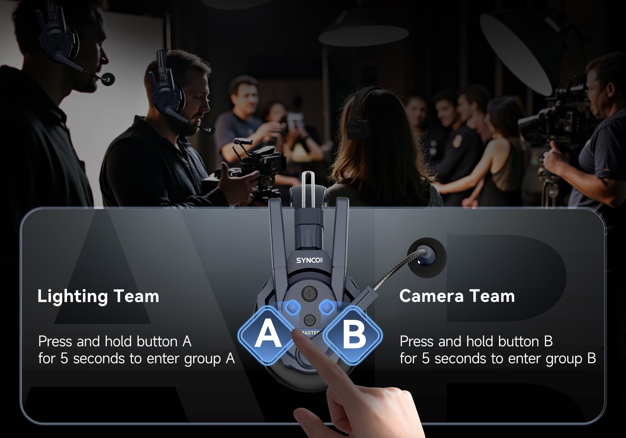 Smart A/B group communication of the SYNCO Xtalk Master