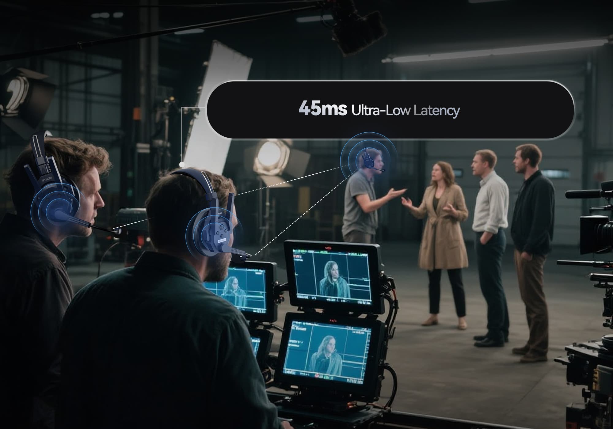 SYNCO Xtalk Master&nbsp;wireless headset two-way intercom team communication system&nbsp;has an ultra-low latency of 45ms.