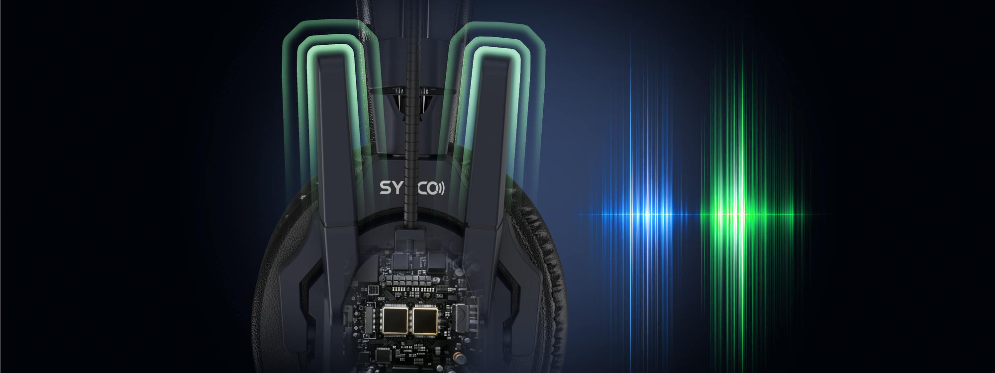 SYNCO Xtalk Master full-duplex wireless headset communication system has two bands.