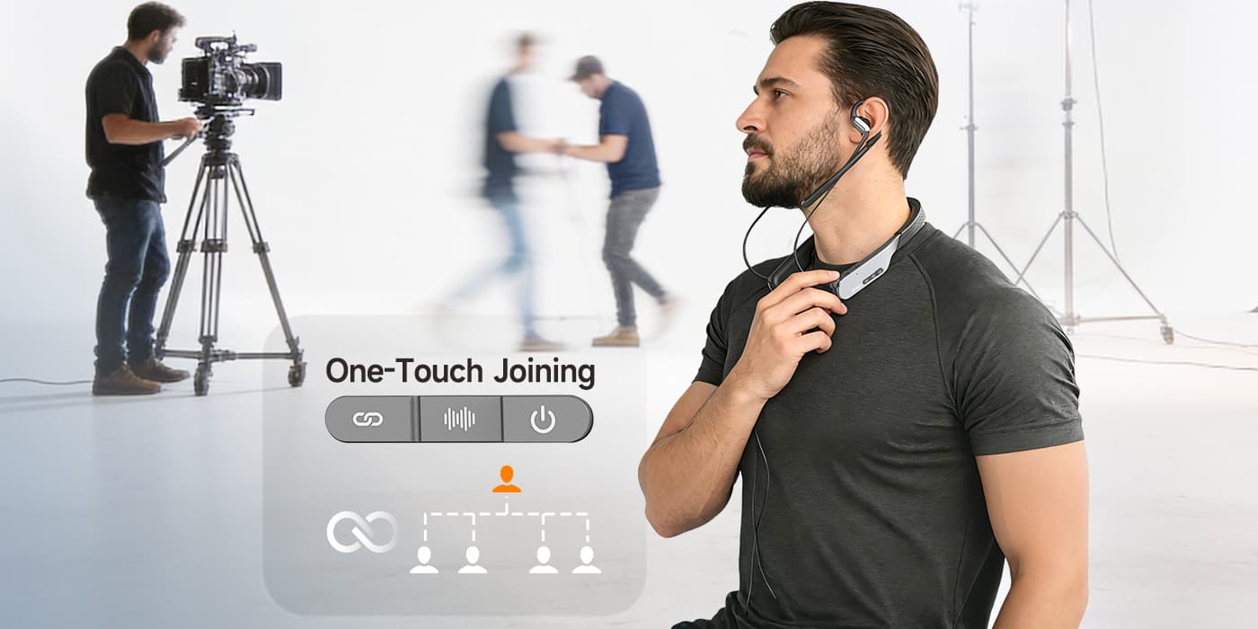 Xtalk S in-ear intercom headset allows new users to join the network with one click.
