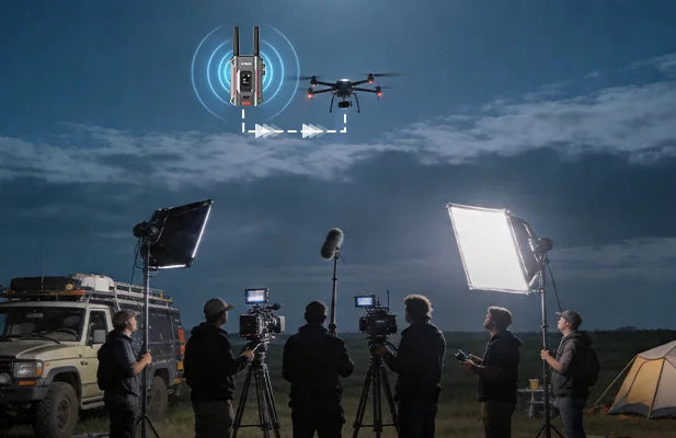 SYNCO XVision 4K wireless video transmission system used for drone filming