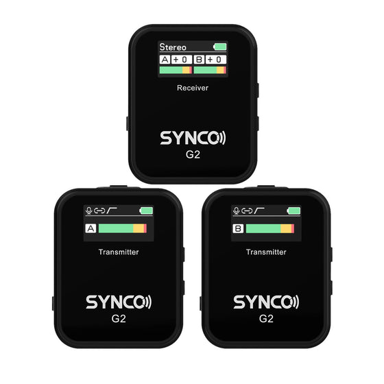 SYNCO  Sistema de micrófono de solapa inalámbrico 1-Trigger-2 a 2,4 GHz  SY-G1(A2)-WAir